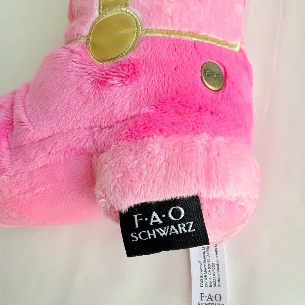 Set of 2 Pink Glam Cowboy Boot Plush FAO Schwarz 10" LIMITED EDITION NWT - Picture 5 of 11